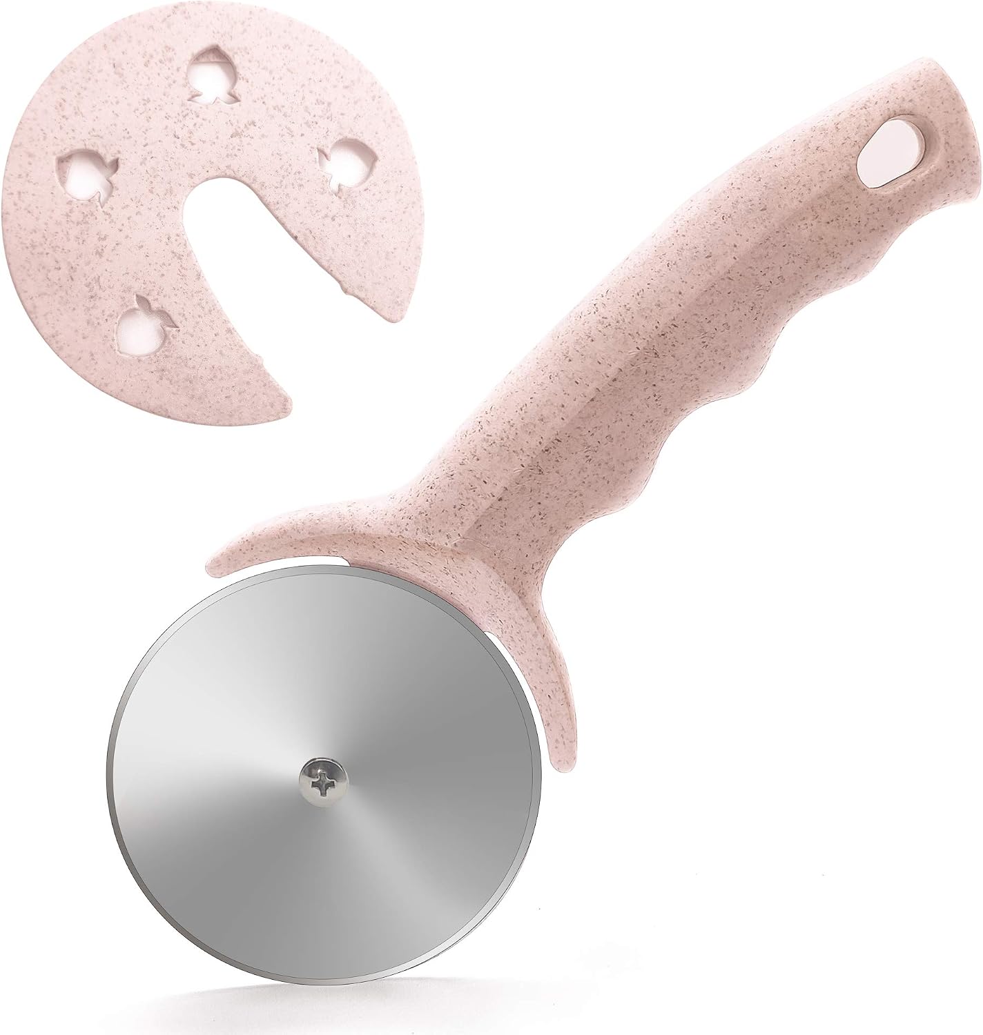 Pizza Cutter Wheel, Stainless Steel Pizza Cutter with Cover, Super Sharp Pizza Slicer-Dishwasher safe,Smooth Rotating Pizza Wheel Safe with Healthy Material (Pink）