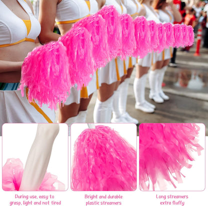 Meooeck 80 Pcs Cheerleading Pom Poms Sports Dance Spirit Cheer Pompoms with Handles Plastic Cheerleader Stuff for End of Year Grduation Party Sport Game Gymnastics Team Dance Club