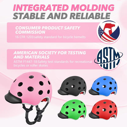 Wemfg Kids Bike Helmet for 5-8-14 Magnetic Buckle Skateboard Helmet for Boys Girls Child Youth Adjustable Lightweight Ventilation and Multi-Sports Scooter Cycling Roller Balance