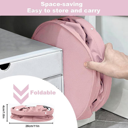 Cleaning Caddy with Handle, Cleaning Products Organiser, 17L Foldable Storage Basket, Cleaning Caddy Organiser, Portable Multi Cleaning Bucket Bag for Home, Garden (Pink)