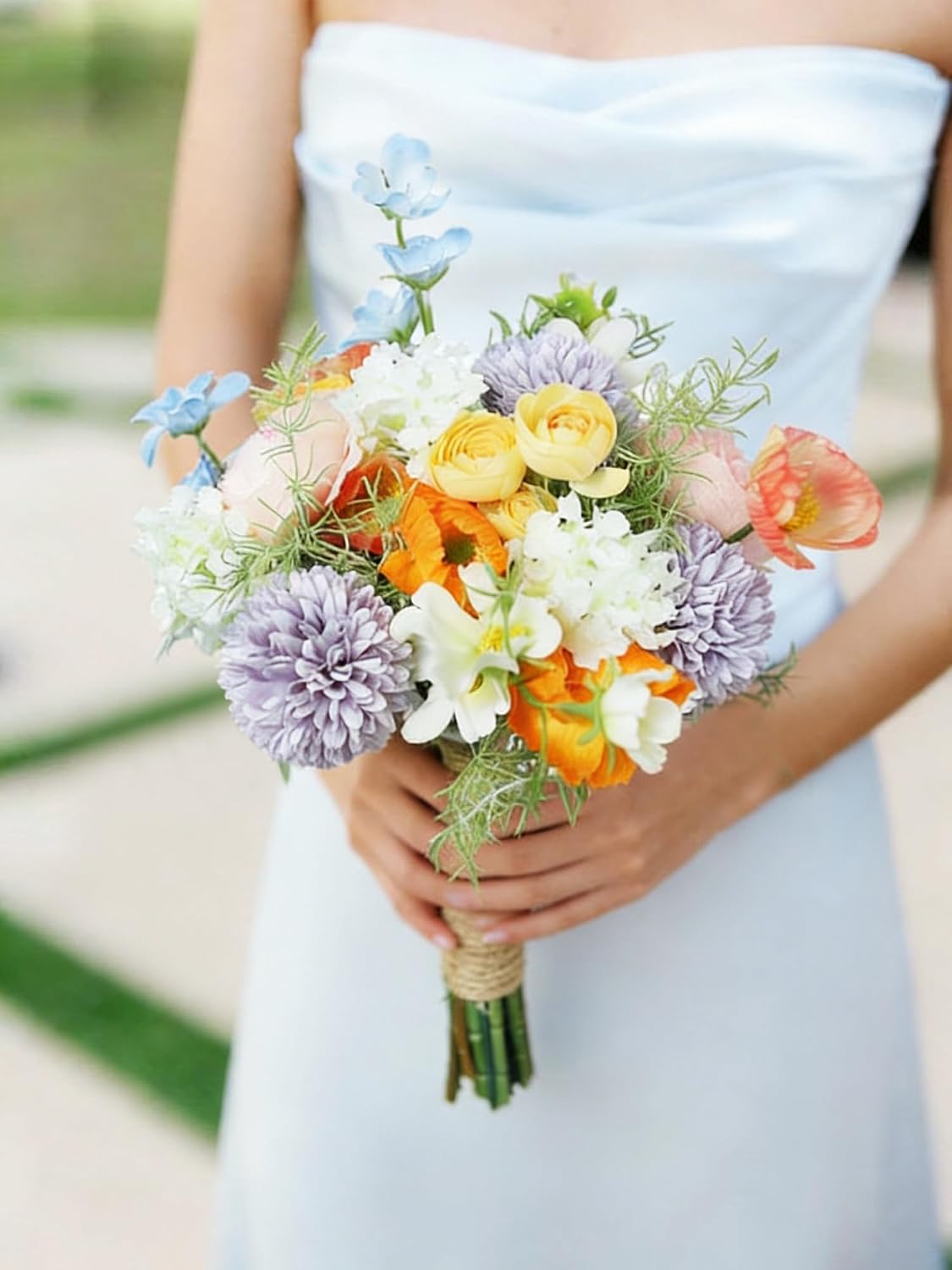 Rinlong Pastel Bridesmaid Bouquet for Wedding, Prom, Homecoming | Silk Bridal Bouquet, Destination Friendly