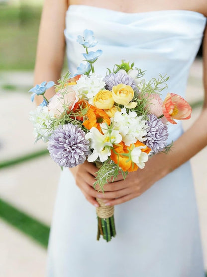 Rinlong Pastel Bridesmaid Bouquet for Wedding, Prom, Homecoming | Silk Bridal Bouquet, Destination Friendly