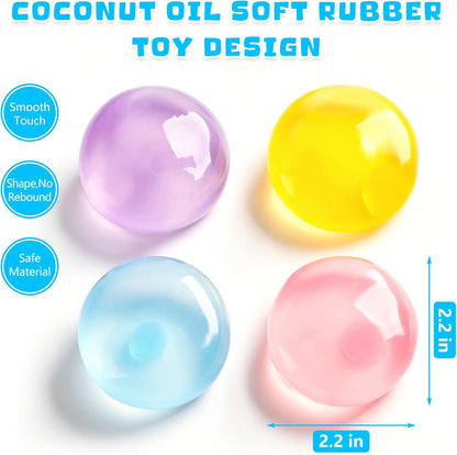 2 Pcs Coconut Oil Squishy, Shapeable No Rebound Stress Relief Ball, Fun Sensory Fidget Toy, Study Work Relaxation Desk Decor, Fun Anxiety Gift for Adults & Kids(Blue+Pink)