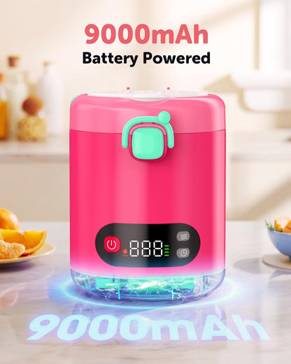 EAST OAK Heated Lunch Box for Kids, 13oz Cordless Electric Lunch Box with Temp Settings & Timer, Portable Food Warmer, 304 Insulated Food Container & Jar, BPA-Free for Early School(Pink)