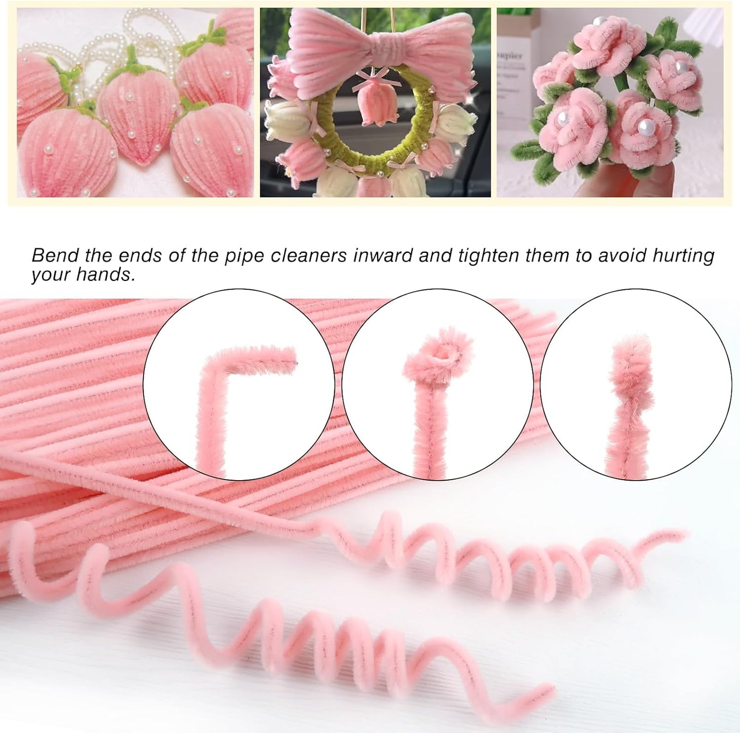 TOAOB 100pcs Long Pipe Cleaners Peach Pink Overlength Chenille Stems 24 Inch Fuzzy Sticks Craft Supplies for DIY Art Craft Projects Home Decorations