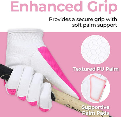 Womens Golf Glove for Left or Right Hand 1 Pack, Breathable Lightweight Ladies Golf Glove with Non-Slip Grip for Women Golfers