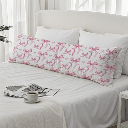 Coquette Pink Bow 20x54 Body Pillow Cover, Coquette Preppy Room Dorm Decor, Girly Room Decor Aesthetic, Pink Ribbon Decorative Long Body Pillow Cases for Bed Couch