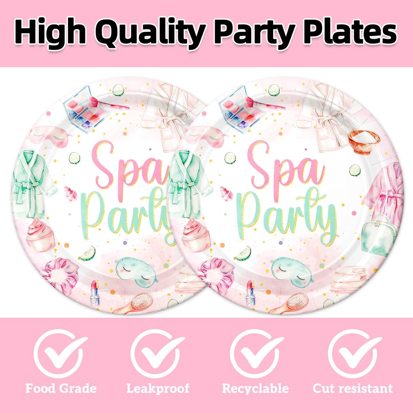 40pcs Spa Party Decorations Spa Paper Plates and Napkins Pink Sleepover Tableware Dinnerware Set Slumber Spa Party Supplies for Girls Pajama Party Supplies,Suitable for 20 Guests