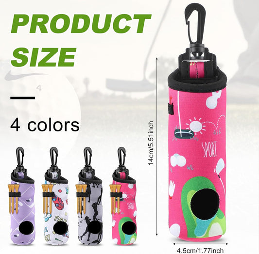 4 Pieces Golf Tee Holder Golf Ball Carry Bag Pouch Ball Holder Keychain Belt Clip Gifts Accessories