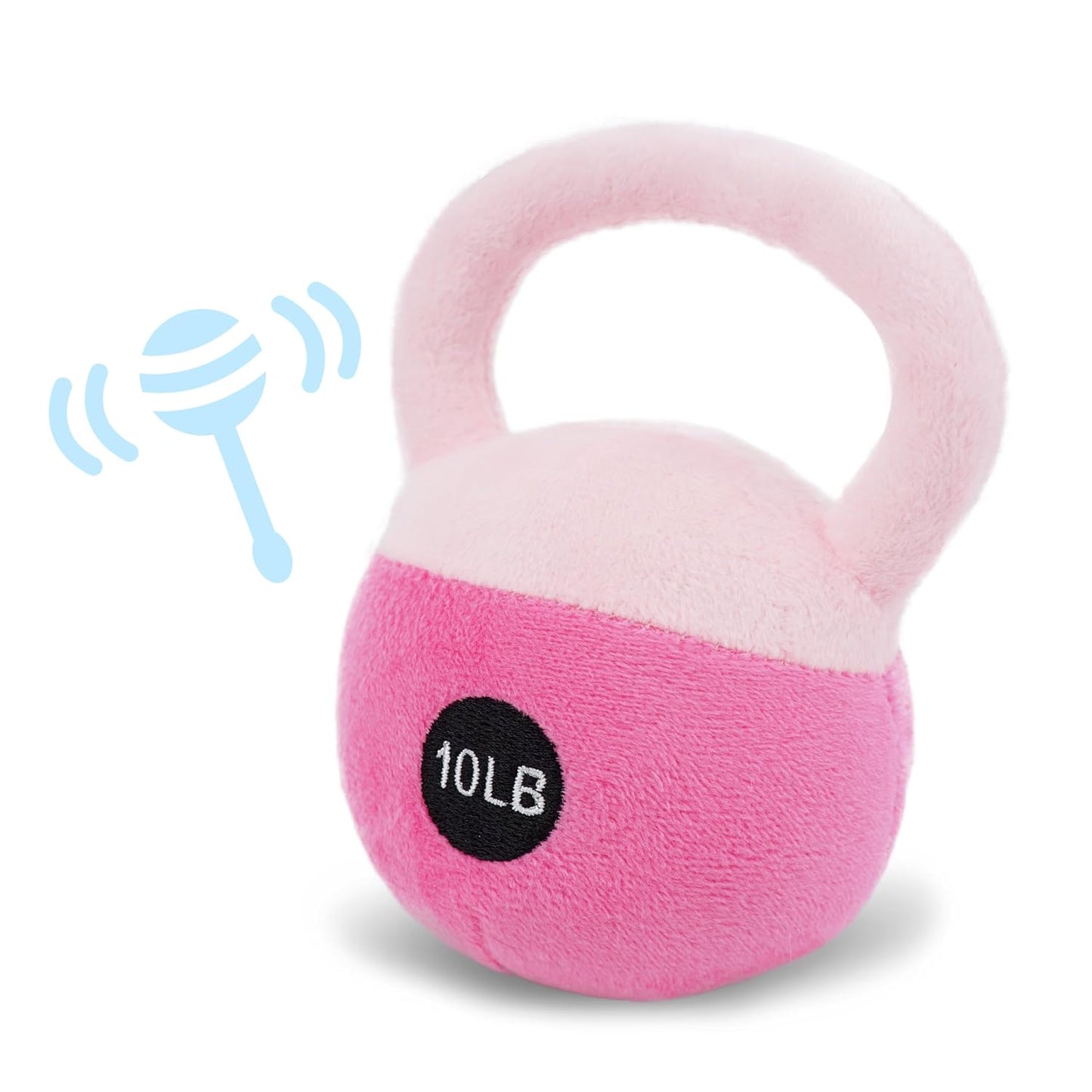 June Garden Pink Plush Kettlebell Sensory Toy - Infant Baby Rattle - Soft, Safe & Easy to Grip - Perfect