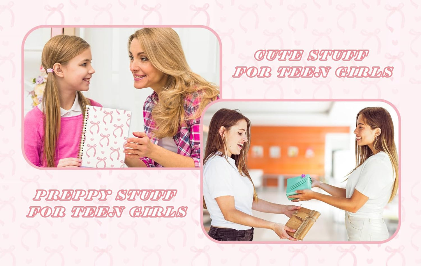 QUICQOD Journal for Teens Girls, Cute Pink Preppy Coquette Notebook Journal Diary School Supplies, Cute Notebooks for Women, Hardcover Pink Spiral Notebook 5.5x8.3 Inch