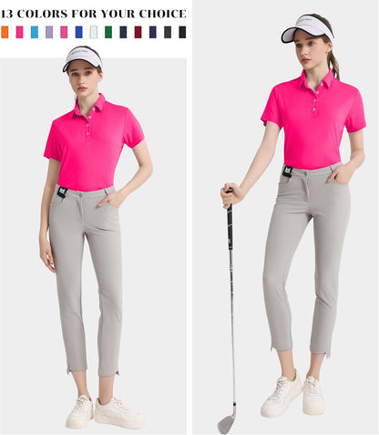 Women's Polo Shirts UPF 50+ Casual Sun Protection Work Quick Dry 4 Buttons Short Sleeve Collared Golf Shirt XS-3XL