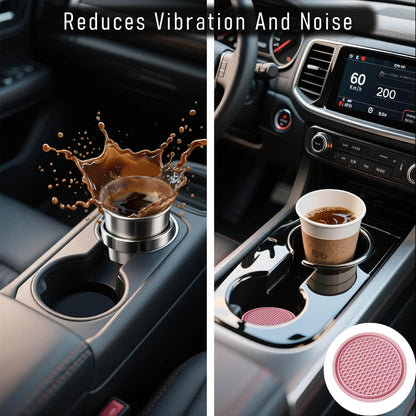 Car Cup Holder Coaster 4 Pack - Non Slip & Shockproof,Flexible PVC Rubber Insert for Car/Truck/SUV/Van (2.75"x0.2") Universal Fit Auto Cup Holders Accessories for Women and Man (Pink)
