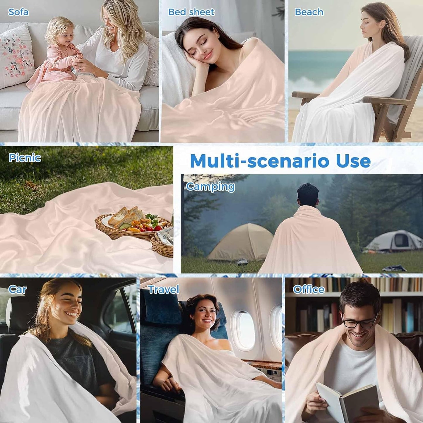Cooling Blanket Peach Pink Lightweight Breathable Summer Blanket Gradient White Cooling Blankets for Hot Sleepers Night Sweats 40x60in