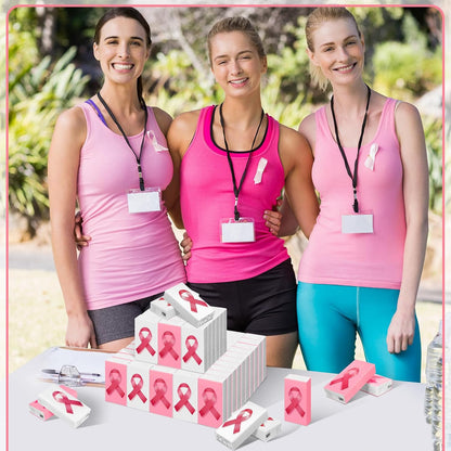 Tenceur 50 Pcs Breast Cancer Awareness Pocket Tissue Bulk 4 Ply Travel Mini Portable Pink Ribbon Pocket Facial Tissue for Women Cancer Survivor Gift Charity Event Supplies Party Favor(White, Pink)