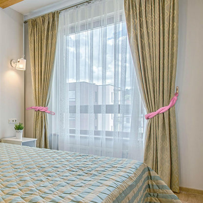 NICEEC 2 Pack Natural Cotton Rope Curtain Tiebacks Elegant Boho Style Decor Drape Tie Backs Soft Hand-Woven Double Rope Curtain Holdbacks with Metal Hook for Home & Office Drapery (Pink)
