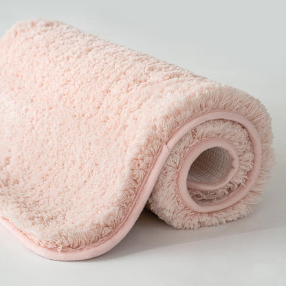 MIULEE Blush Bathroom Rugs Set 2 Piece, Small Soft Absorbent Microfiber Bath Mat Set, Non Slip Quick Dry Machine Washable Plush Shaggy Bath Rugs for Bathroom Floor, Tub and Shower, 16x24 inches