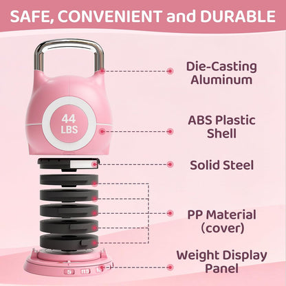 LIFERUN Adjustable Kettlebell Set with 7 Weight Levels, Choose 22.5 lb or 44 lb, Quick-Change Weight Dial & Safety Lock, Space-Saving Design, Full-Body Workout & Cross-Training