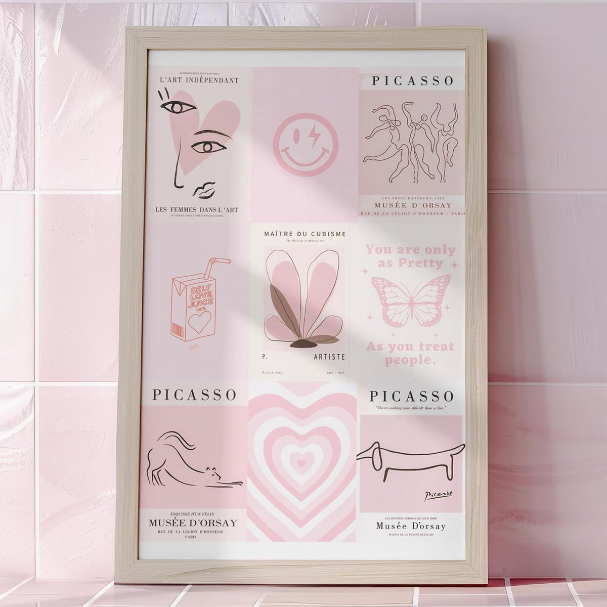 Pink Wall Collage Kit - Aesthetic Posters, Dorm Room Decor for Teen Girl (50pcs 4x6 inch)