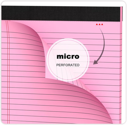 AILZFEI Pink Legal Pad Note Pads 8.5 x 11 inch, Wide Ruled Clear Print Writing Pads 30 Sheets/Pad, 20lb Colored Paper, Perforated Notepad with Sturdy Back (3 Pads Pink)