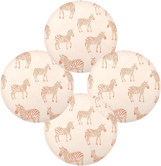 Round Placemats Peach Zebra Print Pattern Table Mats Washable Non-Slip Heat Resistant Place Mats for Dining Table Home Decoration Tray Mat 15.4"X15.4", Set of 1