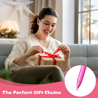 25 Pcs Aesthetic Ballpoint Pens Bulk Hot Pink Ball Point Pen Black Ink 0.5 MM Fine Point Retractable Writing Pens For Wedding Server Christmas Baby Shower Back To School Party Favor Gifts Girls Women