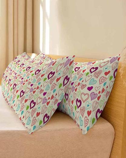 Valentine's Day Throw Pillow Covers, Heart Love Modern Country Light Yellow Soft Breathable Pillow Cases with Invisible Zipper for Sleeping, Long Body Pillowcases for Couch Bed Sofa Chair 20x54 Inches