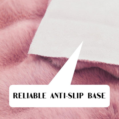 Uhomy Soft Area Rug, 2x3 Machine Washable Faux Rabbit Fur Rug, Pink Non Slip Fluffy Rug for Bed, Dorm Bedside, Shaggy and Fuzzy Nursery Rugs Rectangle