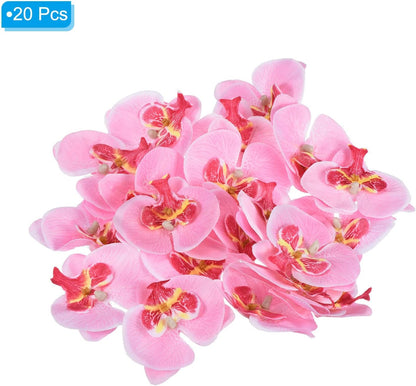 PATIKIL 2.8" Artificial Orchid Flower Heads, 20 Pack Silk Phalaenopsis Fake Butterfly Orchid Heads for Wedding Floral Bouquet Decor DIY Craft Making, Pink
