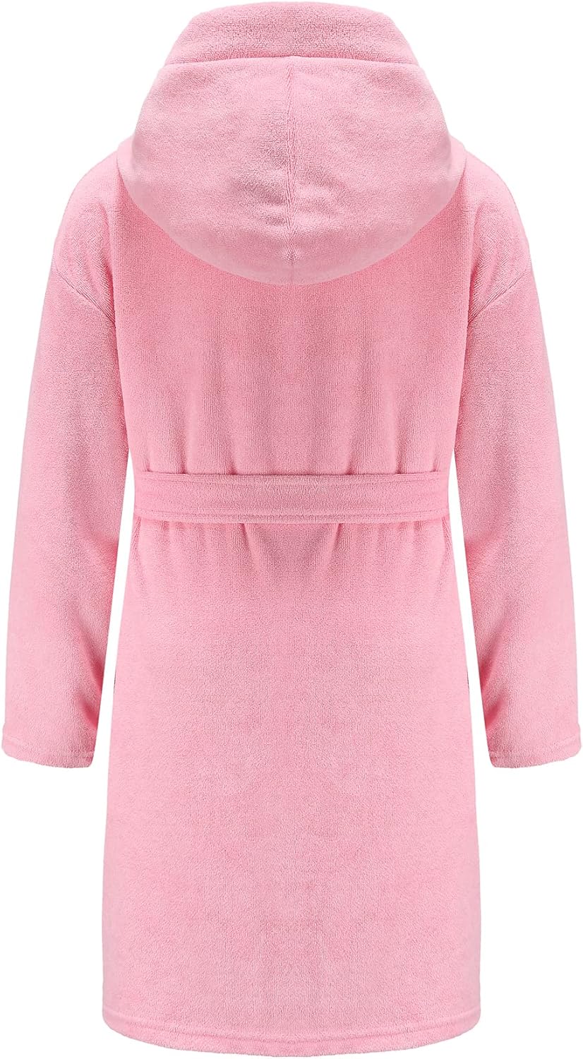 Boys Girls Bathrobe Soft Towel Hooded Robe Terry Cloth Cotton Bathrobe