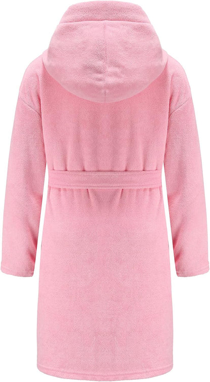 Boys Girls Bathrobe Soft Towel Hooded Robe Terry Cloth Cotton Bathrobe
