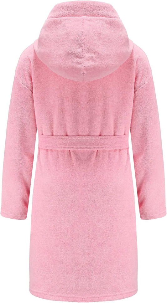 Boys Girls Bathrobe Soft Towel Hooded Robe Terry Cloth Cotton Bathrobe