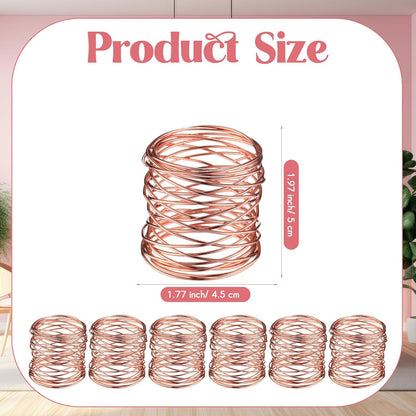 12 Pieces Napkin Rings Holders Handmade Round Mesh Heavy Duty Metal Napkin Rings Holder for Dinner Decoration Dining Table Parties Wedding Christmas (Rose Gold)