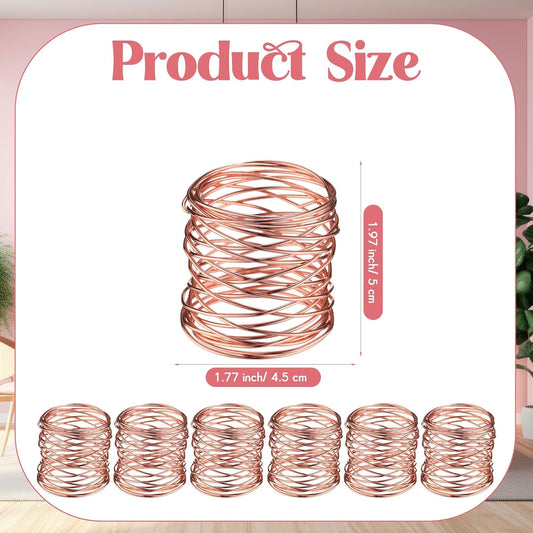 12 Pieces Napkin Rings Holders Handmade Round Mesh Heavy Duty Metal Napkin Rings Holder for Dinner Decoration Dining Table Parties Wedding Christmas (Rose Gold)