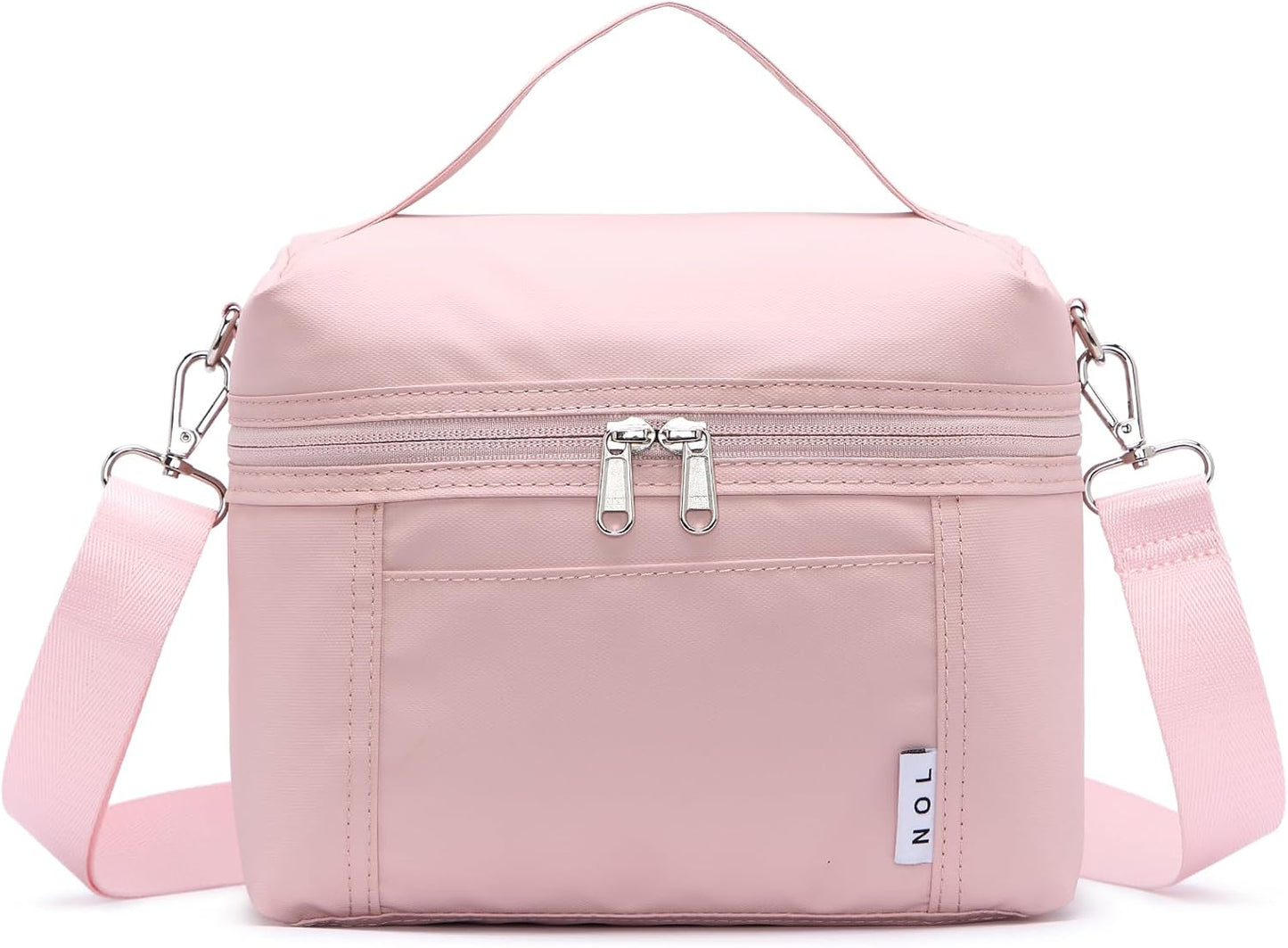 NOL Natural Organic Lifestyle Insulated Lunch Bags for Women Cooler Bag Lightweight Nylon Waterproof Lunch Box For Work (Medium, Pink)