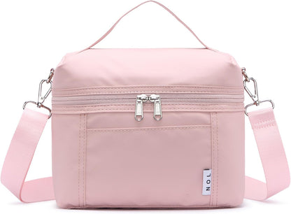NOL Natural Organic Lifestyle Insulated Lunch Bags for Women Cooler Bag Lightweight Nylon Waterproof Lunch Box For Work (Medium, Pink)