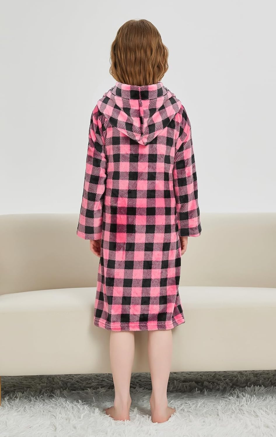 Boys Girls Robe Kids Flannel Hooded Bathrobe Sleepwear Pajamas Toddler Soft Plush Robes for Girls 2-16 Years