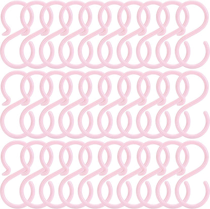 POVETIRE 30 Pack 2.5 Inch Plastics Pink S Hook for Hanging Baby Headband Hair Accessories Baby Bib NecklaceJewelry Hat Holder