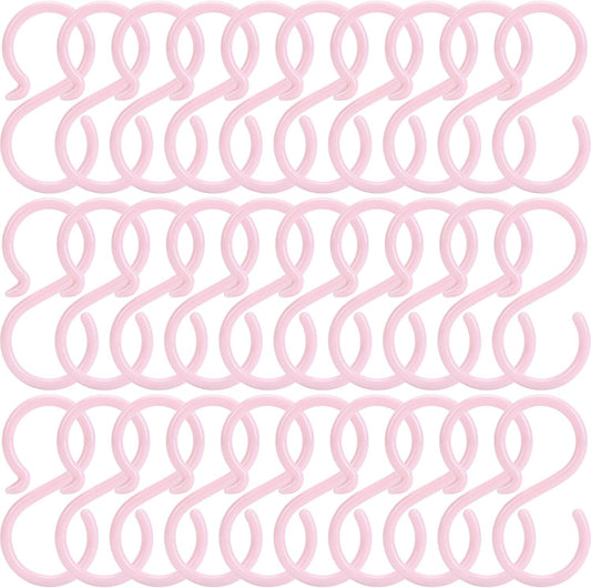 POVETIRE 30 Pack 2.5 Inch Plastics Pink S Hook for Hanging Baby Headband Hair Accessories Baby Bib NecklaceJewelry Hat Holder
