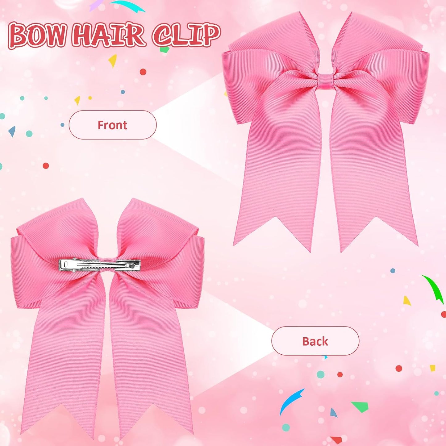 Knitgrip 4 Pcs 10" Cheerleading Pom Poms Large Cheerleader Hair Bow for Girl Set Cheer Pompoms Cheerleading Accessories for Dance Sports Events Party Basketball Football Team
