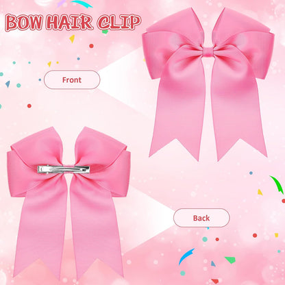 Knitgrip 4 Pcs 10" Cheerleading Pom Poms Large Cheerleader Hair Bow for Girl Set Cheer Pompoms Cheerleading Accessories for Dance Sports Events Party Basketball Football Team