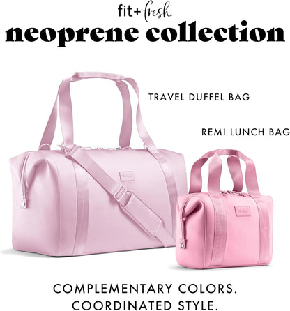 Fit & Fresh Remi Lunch Bag for Women Work – Neoprene Lunch Tote with Containers & Ice Pack, Reusable Meal Prep Lunch Box, Large Capacity, Machine Washable, Pink