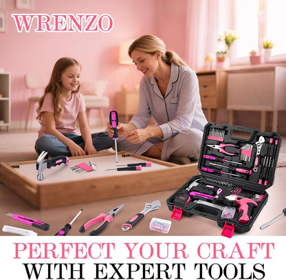 3.6V Pink Cordless Screwdriver Set, 151Pcs Home Tool Kit with Magnetic Bits & LED Light - Rechargeable Power Drill for Women DIY, USB-C Fast Charging