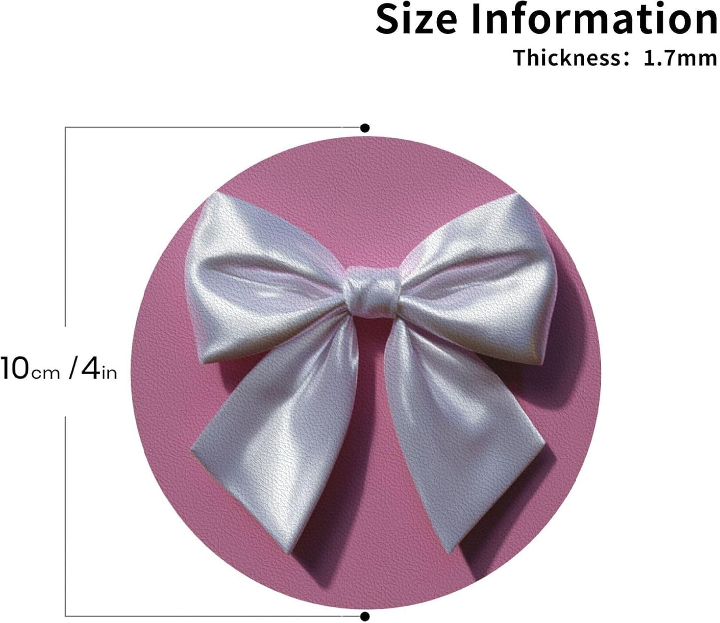 White Satin Bow On Light Pink Drinks Coasters Set of 4 Leather Drink Coasters for Tabletop Protection Heat Resistant Bar Cup Mat Pad