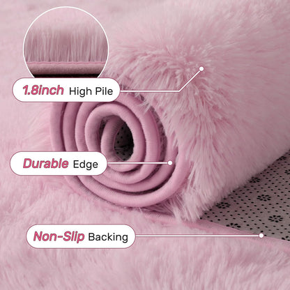 5x7 ft Pink Rugs for Living Room Fluffy Bedroom Rug Non-Slip Area Rugs Shag Carpet for Nursery Kids PlayRoom Dorm Office Indoor Thick Modern Plush Carpets Girls