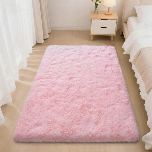 Mugorn Pink Fluffy Soft Rugs for Girls Bedroom, 2x3 Ft Small Shaggy Area Rugs for Kids Playroom, Cute Plush Carpet for Living Room, Aesthetic Carpet for Nursery, Bedside, Indoor (2ft x 3ft, Pink)