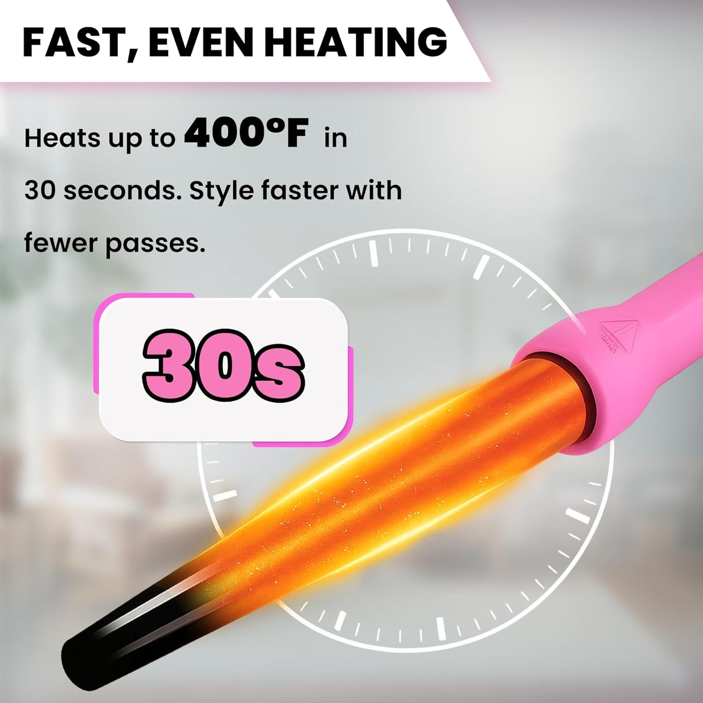 HerStyler Grande Ceramic Curling Iron - 1 inch, Pink (Curling Wand for Long Short Hair, Dual Voltage, Negative Ions, Tapered Barrel, User Friendly, PF30)