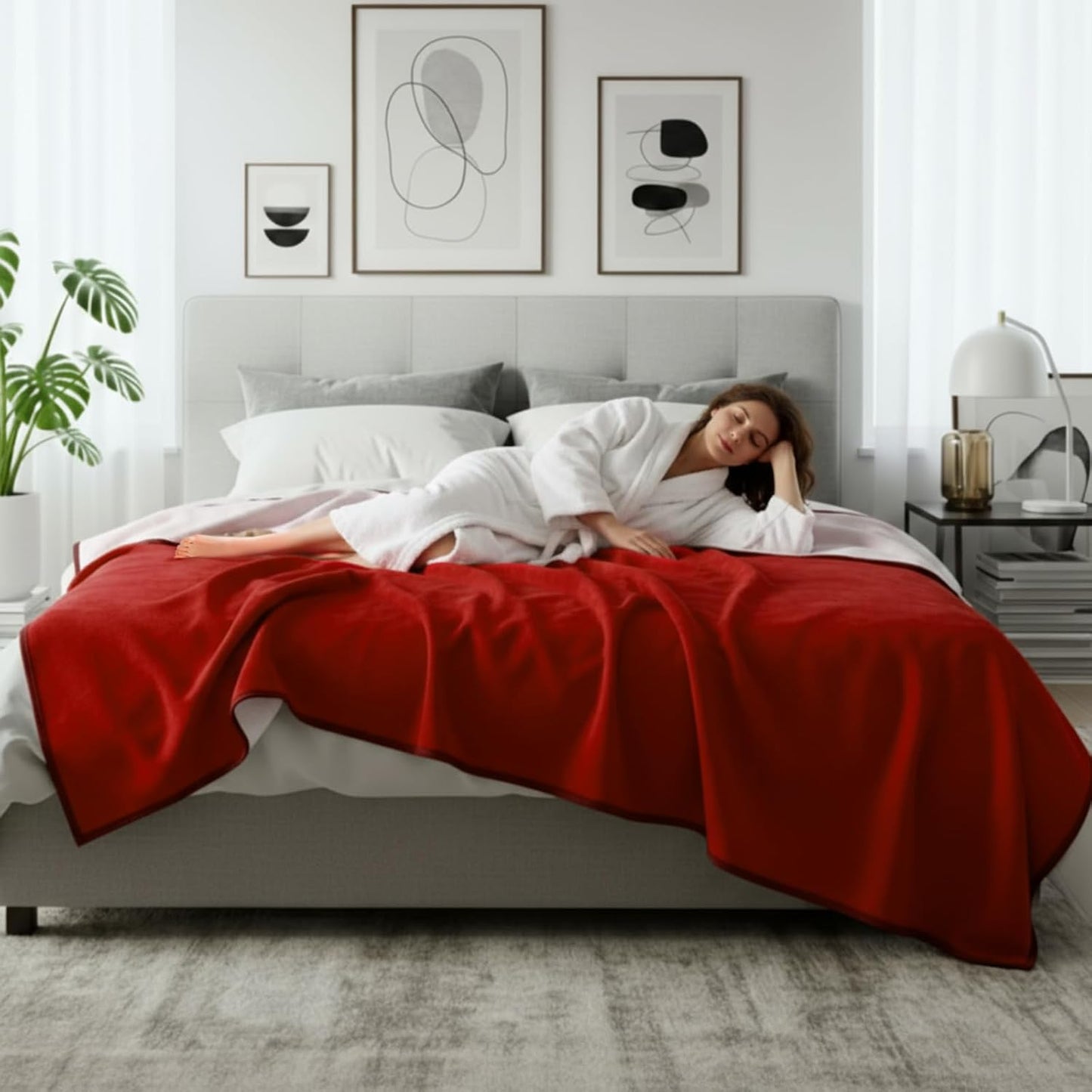 Tisancy Waterproof Blanket for Bed Couch Sofa, 40''x60'' Reversible & Washable, Fleece and Flannel Waterproof Mat, Water Resistant Bed Cover, Leakproof Mattress Protector(Light Pink/red)