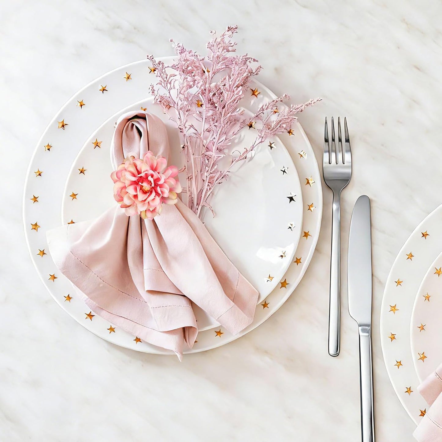 uxcell 4Pcs Flower Napkin Rings, Handmade Chrysanthemum Napkin Ring Holders Buckles Table Decorations for Christmas Thanksgiving Valentine Decor Wedding Parties, Banquet, Home, Pink