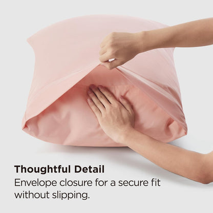 Bedsure Pillow Cases Standard Size Set of 2 - Blush Pink Brushed Microfiber Pillowcases, Super Soft and Cozy Pillow Case Covers with Envelope Closure for Kids, Wrinkle, Fade Resistant, 20x26 Inches